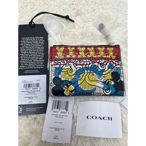 🔥🎁Nwt! Coach Disney Mickey Mouse Keith Haring ID Card Case Limited Edition